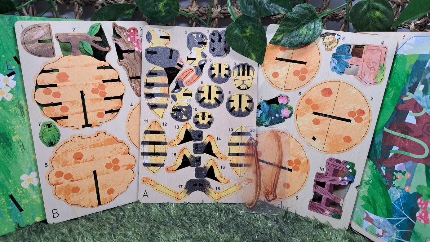 ▶ Bee & Hive - High Quality 3D Wooden Insects Puzzle (2024 ver.)